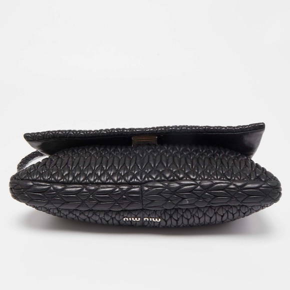 MIU MIU Black Matelasse Leather Crystal Shoulder Bag - Picture 7 of 8